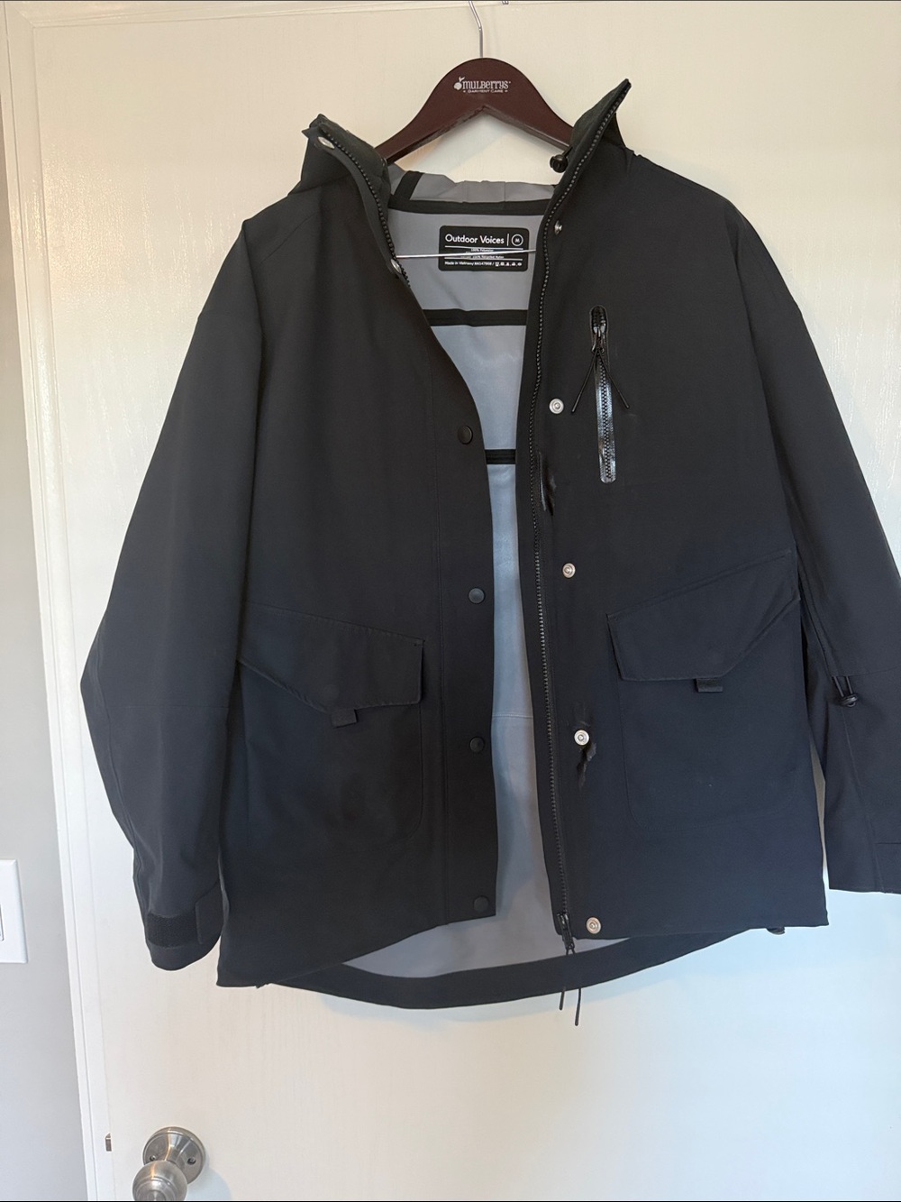 Outdoor Voices Black Hooded Rain Jacket